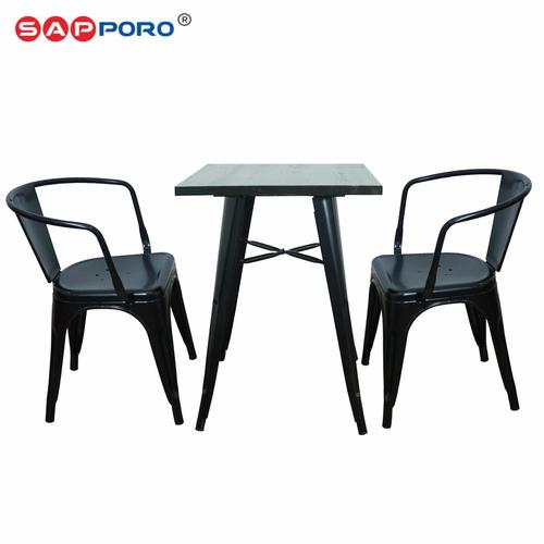[EZO.6800042] SAPPORO NAMNA - Meja Makan Set | Meja Tolix Set | Dining Table Set Besi Cafe Furniture