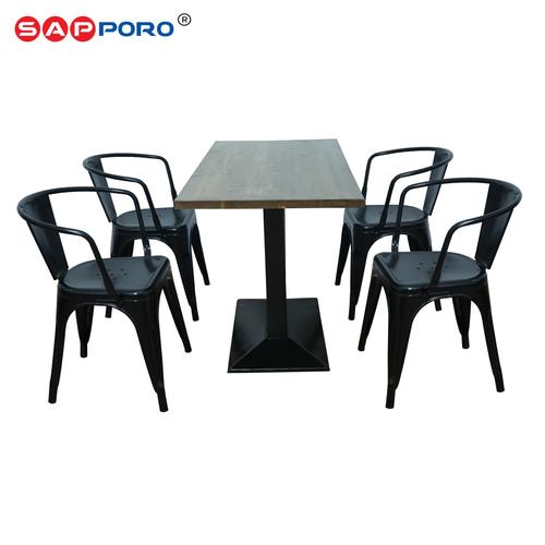 [EZO.6800046] SAPPORO SKEI - Meja Makan Set | Meja Tolix Set | Dining Table Set Besi Cafe Furniture