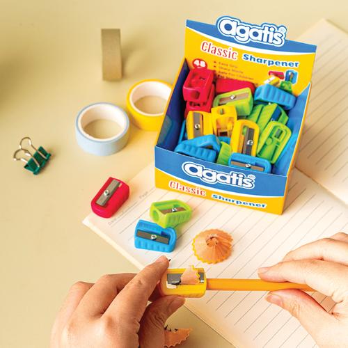 [EZO.7500015] Rautan Pensil Agatis Eco Sharpener Single Hole Classic & Simple Set 4 Pcs