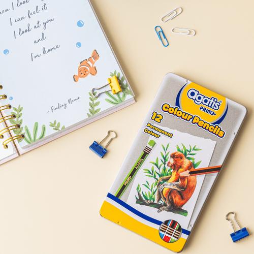 [EZO.7500024] Pensil Warna Permanent Agatis Prime Square Flat Metal Tin 12 Warna