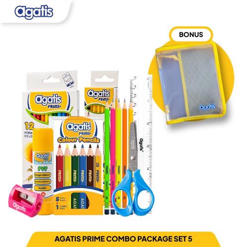 [EZO.7500034] Paket Alat Tulis/Stationery Set/ Paket Mewarnai Agatis Prime Anak PAUD/TK Oil Pastel Crayon Combo 5