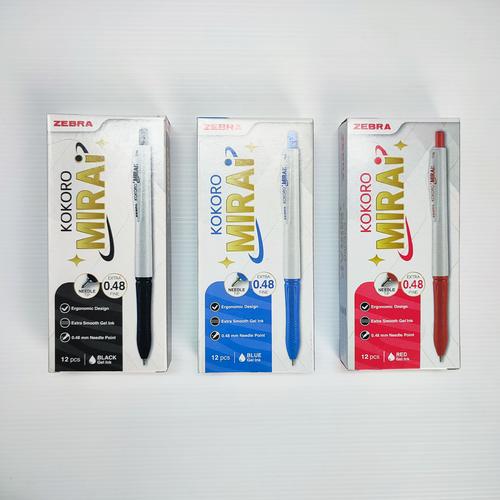 [EZO.7500063] Pen/Pulpen/Bulpen Gel Zebra Kokoro Mirai 0.48mm - 1 Box Isi 12 Pcs