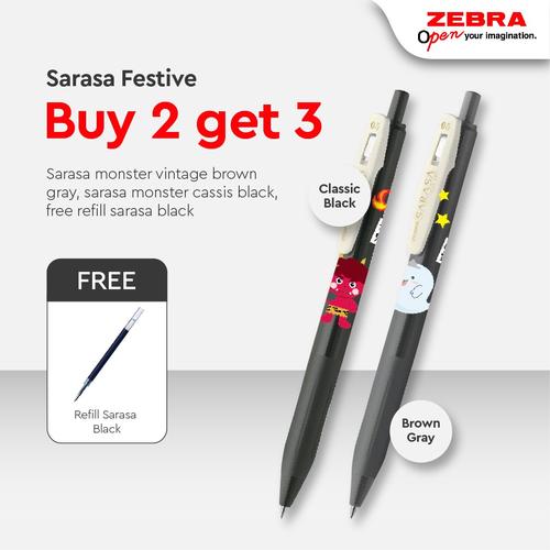 [EZO.7500069] Zebra Paket Alat Tulis Pen/Pulpen/Bulpen Sarasa Festive Buy 2 Get 3