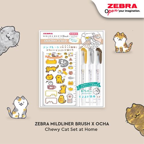 [EZO.7500074] Zebra Set Mildliner Brush Ocha Set 3/Spidol Brush/Pen Brush untuk Lettering Kaligraphi