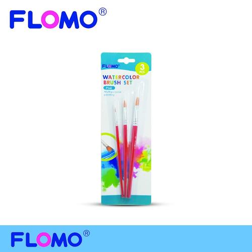 [EZO.7500417] Flomo Water Color Brush Set ( Red Color = Kuas Flat )