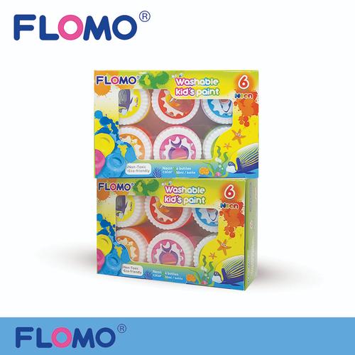 [EZO.7500421] Flomo Washable Kids Paint - Neon 6 Warna