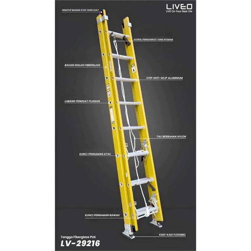 [EZO.6000062] Ongkos Kirim Banjarmasin Tangga Fiberglass 9,2 Meter Alumunium Extension Tangga PLN Liveo 9,2 M - 9.45m.