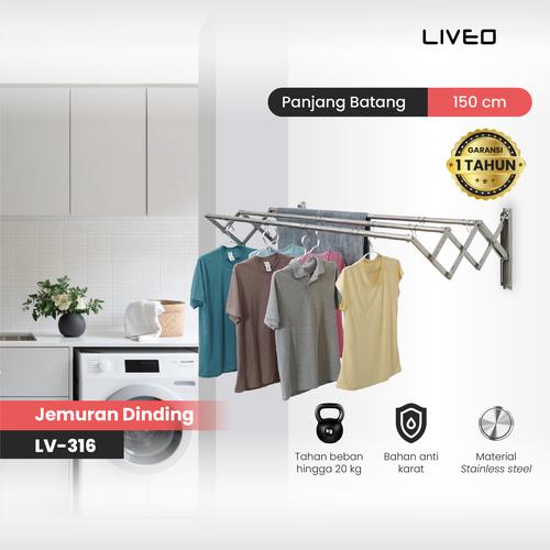 [EZO.6000085] Jemuran Dinding Baju Stainless Steel Liveo LV316 Jemuran Lipat Gantung