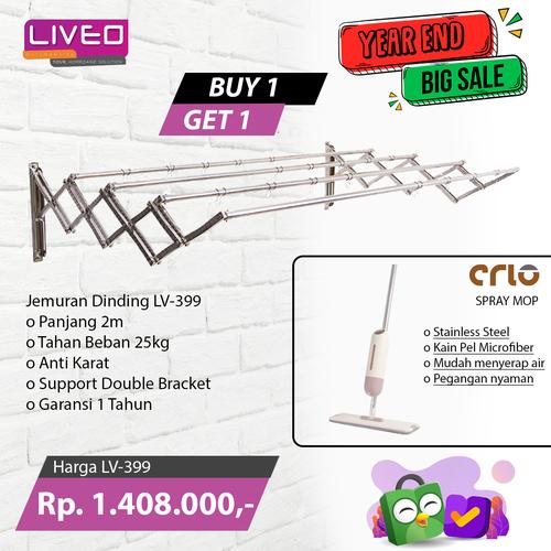 [EZO.6000087] Paket Beli1 Gratis1 Liveo Jemuran Stainless Steel 2m x Crio Spray Mop