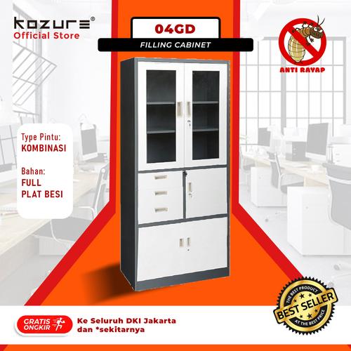 [EZO.7600007] Filling Cabinet Monochrome Series - Lemari Arsip Kantor - Full Plat Besi Pintu Kombinasi Cermin dan 3 Pintu Laci Plus Brankas Tersembunyi