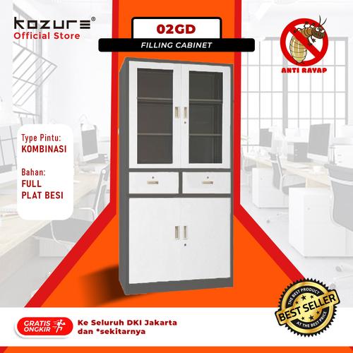 [EZO.7600008] Filling Cabinet Monochrome Series - Lemari Arsip Kantor - Full Plat Besi Pintu Kombinasi Cermin dan 2 Pintu Laci
