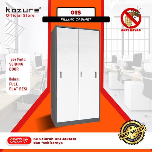 [EZO.7600012] Filling Cabinet Monochrome Series Sliding Door - Lemari Arsip Kantor Pintu Geser 01S - Full Plat Besi