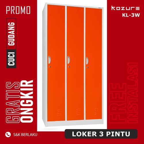 [EZO.7600032] Kozure Lemari Loker Besi 3 Pintu Plus Holder Gantungan