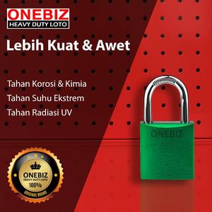 [EZM.1340010] ONEBIZ Aluminium Padlock Green OB14-BDA44 5mm Diameter Shackle Oxidation Surface with 2 key