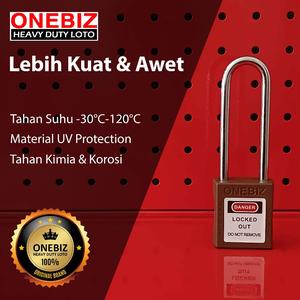 [EZM.1340096] ONEBIZ Long Shackle Safety Padlock Brown OB 14-BDG29 Thermoplastic Safety Padlock