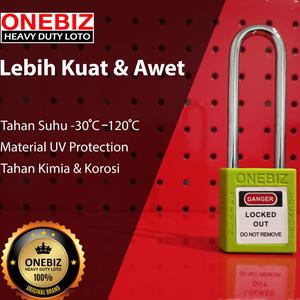 [EZM.1340161] ONEBIZ Long Steel Shackle Safety Padlock Green OB 14-BDG24 Thermoplastic Safety Padlock Hijau