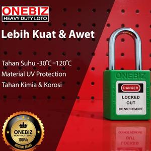 [EZM.1340256] ONEBIZ Compact Safety Padlock Green OB 14-BDG04UN Thermoplastic Safety Padlock