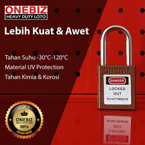 [EZM.1340259] ONEBIZ Compact Safety Padlock Brown OB 14-BDG09U Thermoplastic Safety Padlock