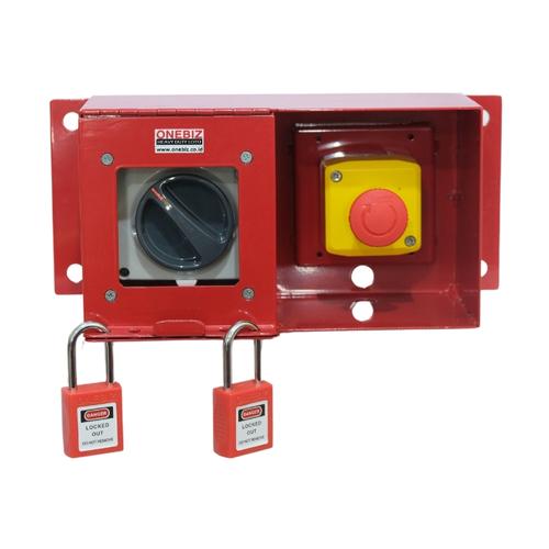 [EZM.1340953] Loto Box/Safety Heavy Duty H+Switch Button+Emergency Button+Padlock - Merah