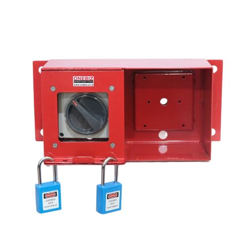 [EZM.1340956] Box Loto Horizontal 2 System Coating Paint Switch Button + 2 Padlock - Biru Muda