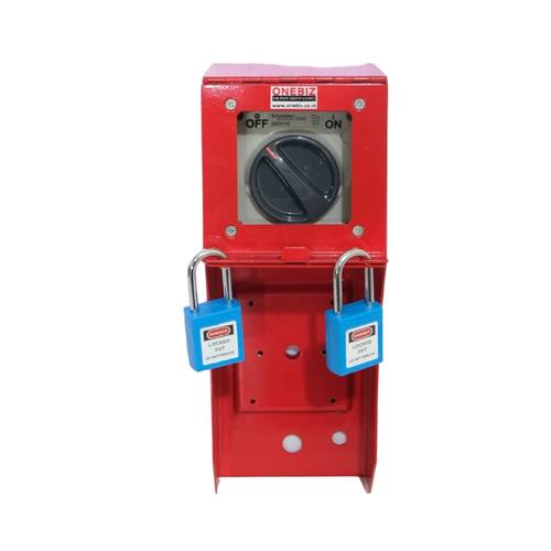 [EZM.1340959] Box Loto Vertical 2 System Coating Paint Switch Button + 2 Padlock - Biru Muda
