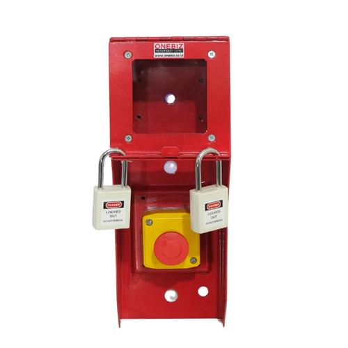[EZM.1340962] Box Loto Vertical 2 System Coating Paint Push Button + 2 Padlock - Putih