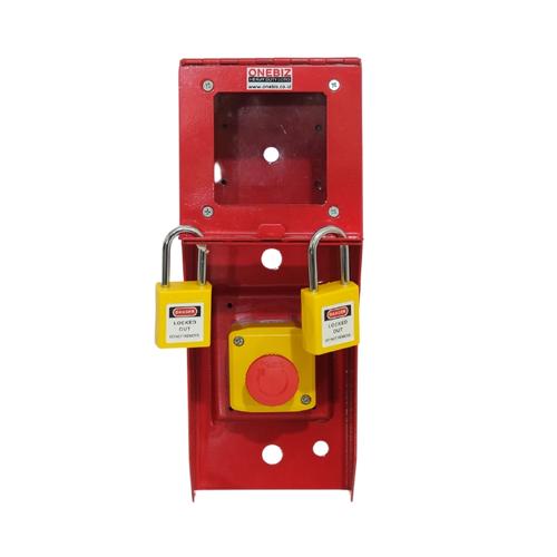 [EZM.1340963] Loto Box Assy/Device Heavy Duty Vertikal Push Button + 2 Padlock - Kuning