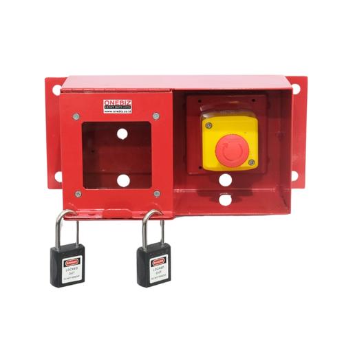 [EZM.1340967] Loto Box Assy/Device Heavy Duty Horizontal Push Button + 2 Padlock - Hitam