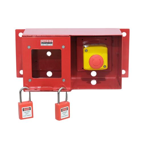 [EZM.1341005] Loto Box Horizontal Include Emergency Push Button + 2 Padlock - Merah