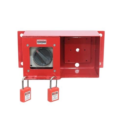 [EZM.1341040] Loto Box Horizontal 2 System Heavy Duty Loto Switch Button + 2 Padlock - Merah