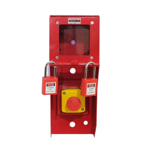[EZM.1341042] Loto Box Vertical 2 System Heavy Duty Loto Push Button + 2 Padlock - Merah