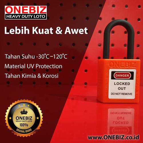[EZM.1341766] ONEBIZ Compact Safety Electrical Padlock Orange OB 14-BDG17U Thermoplastic Safety Padlock