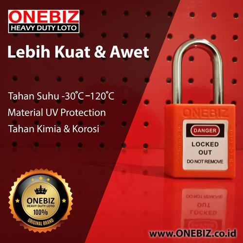 [EZM.1341772] ONEBIZ Compact Safety Padlock Orange OB 14-BDG07U Thermoplastic Safety Padlock