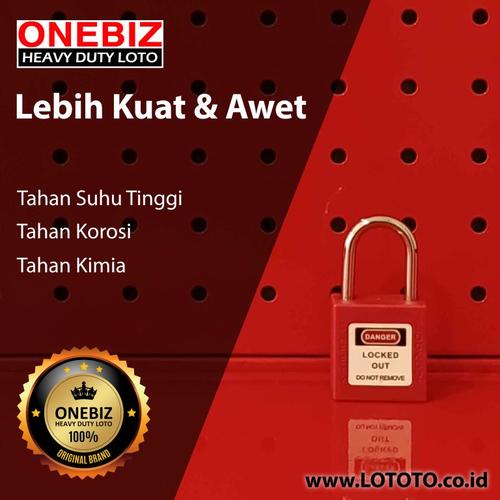 [EZM.1341777] ONEBIZ Small Padlock Red OB 14-BDG300 4.7D×25H mm Steel shackle 34mm short body D type KD with 2 key