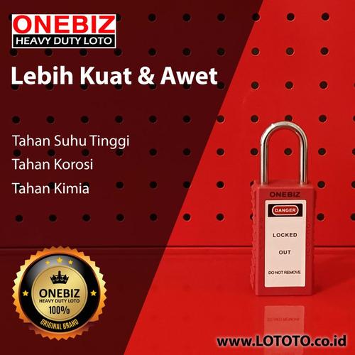 [EZM.1341779] ONEBIZ Long Body Safety Padlock Red OB 14-BDG81-B 6D×38H mm Steel shackle 75mm long body B type KD with 2 key