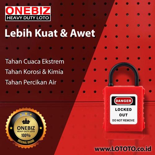 [EZM.1341780] ONEBIZ Thin Short Nylon Shackle Safety Padlock Red OB 14-BDG71ND-B 4D×20H mm Thin Nylon Shackle B type KD with 2 key