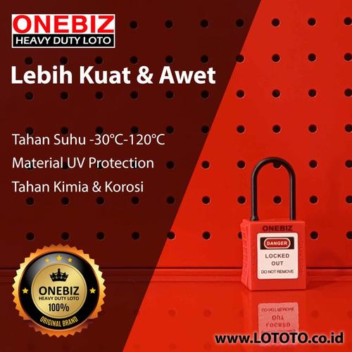 [EZM.1341781] ONEBIZ Thin Nylon Shackle Safety Padlock Red OB 14-BDG71N-B 4D×38H mm Thin Nylon Shackle B type KD with 2 key