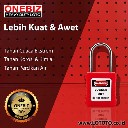 [EZM.1341782] ONEBIZ Thin Steel Shackle Safety Padlock Red OB 14-BDG71-B 4D×38H mm Thin Stainless Steel Shackle B type KD with 2 ke