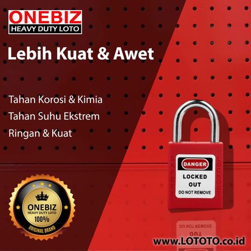 [EZM.1341783] ONEBIZ Ultrashort Steel Shackle Safety Padlock Red OB 14-BDG61 6D×20H mm steel shackle D type KD with 2 key