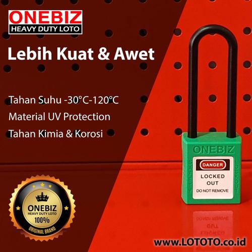 [EZM.1341797] ONEBIZ Long Nylon Shackle Safety Padlock Green OB 14-BDG34 Thermoplastic Safety Padlock