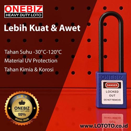 [EZM.1341798] ONEBIZ Long Nylon Shackle Safety Padlock Blue OB 14-BDG33 Thermoplastic Safety Padlock