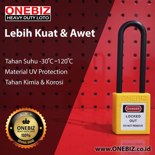 [EZM.1341799] ONEBIZ Long Nylon Shackle Safety Padlock Yellow OB 14-BDG32 Thermoplastic Safety Padlock