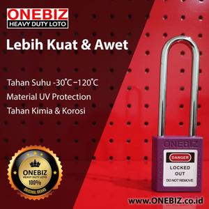 [EZM.1341801] ONEBIZ Long Steel Shackle Safety Padlock Purple OB 14-BDG28 Thermoplastic Safety Padlock