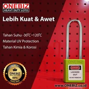 [EZM.1341805] ONEBIZ Long Steel Shackle Safety Padlock Green OB 14-BDG24 Thermoplastic Safety Padlock