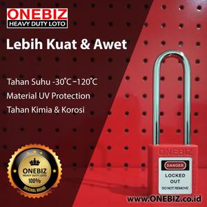 [EZM.1341808] ONEBIZ Long Shackle Safety Padlock Red OB 14-BDG21 Thermoplastic Safety Padlock