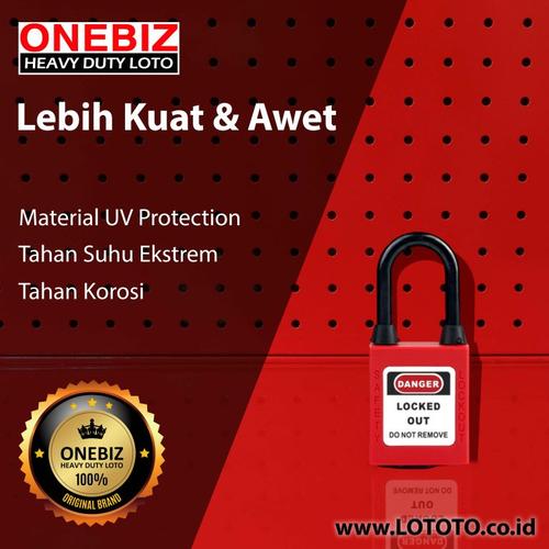 [EZM.1341809] ONEBIZ Dustproof Nylon Shackle Safety Padlock Red OB 14-BDG11DP 6D×38H mm Nylon shackle with dustproof D type KD