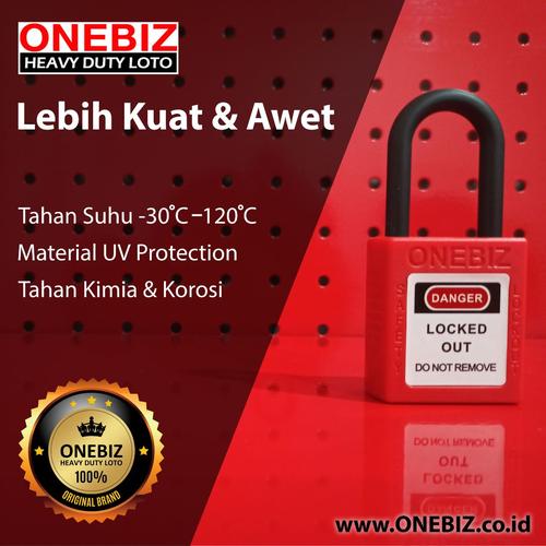 [EZM.1341811] ONEBIZ Compact Safety Electrical Padlock Red OB 14-BDG11U Thermoplastic Safety Padlock