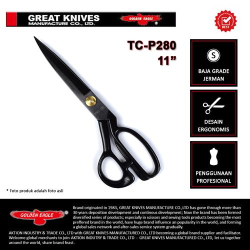 [EZM.1350319] Gunting Potong Bahan Kain Golden Eagle 11inch TC-P280 - Tailor Scissor