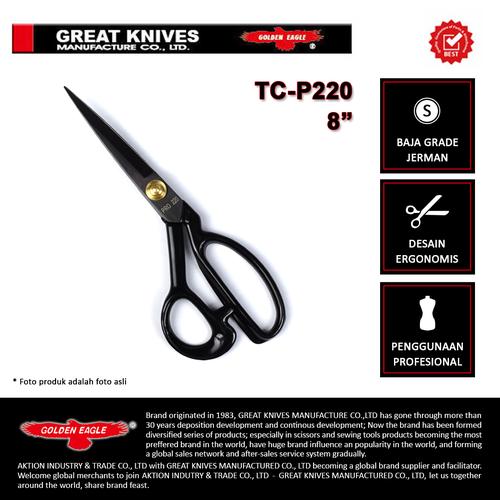 [EZM.1350322] Gunting Potong Bahan Kain Golden Eagle 8 inch TC-P220 - Tailor Scissor