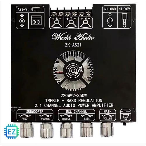 [EZM.1370005] 【produk promosi】ZK-AS21 2.1 Channel TPA3255 Bluetooth Digital Power Amplifier Module Board High and Low Tone Subwoofer 220WX2+350W - ZK-AS21